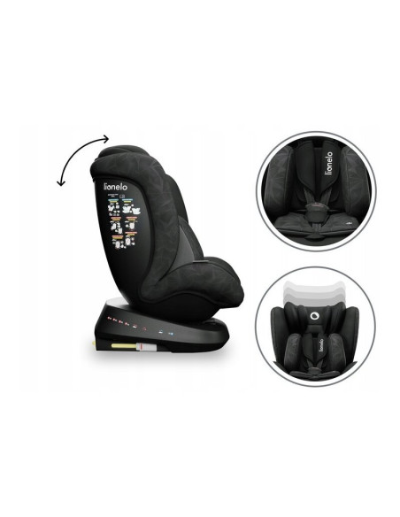 BN-LO-BASTIAAN_ONE_BLACK_ONYX,Lionelo - Scaun auto Bastiaan One Pozitie de somn, Protectie laterala, Rotire 360 grade, Top Tethe