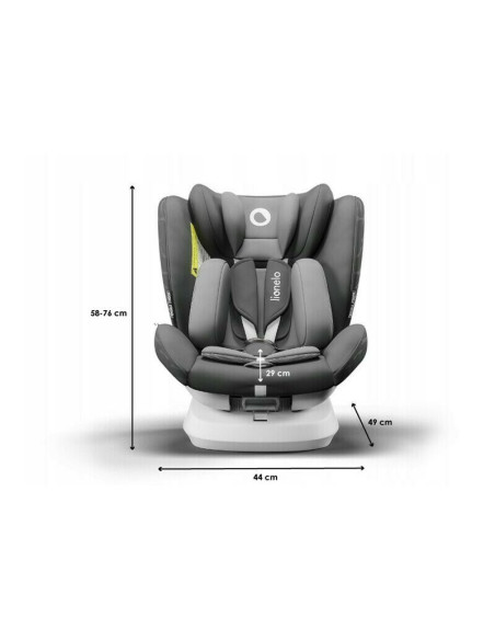 BN-LO-BASTIAAN_ONE_GREY_GRAPHITE,Lionelo - Scaun auto Bastiaan One Pozitie de somn, Protectie laterala, Rotire 360 grade, Top Te