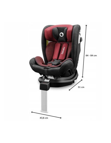 BN-LO-BRAAM_RED_BURGUNDY,Lionelo - Scaun auto Braam Burgundy Pozitie de somn, Protectie laterala, Rotire 360 grade, 0-36 Kg, cu 