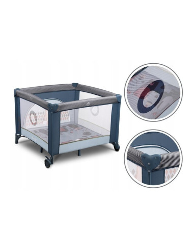 BN-LO-SOFIE_BLUE_NAVY,Lionelo - Tarc de joaca Lene, Cu roti, Cu intrare laterala cu fermoar, 100 x 100 cm, Conform cu standardul
