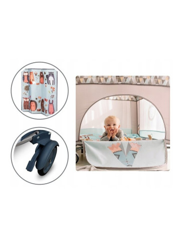 BN-LO-SOFIE_BLUE_NAVY,Lionelo - Tarc de joaca Lene, Cu roti, Cu intrare laterala cu fermoar, 100 x 100 cm, Conform cu standardul