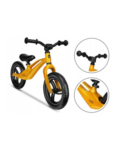 BN-LOE-BART_GOLDIE,Lionelo - Bicicleta usoara Bart, Fara pedale, Cu cadru din magneziu, Cu ghidon si sa reglabile, Greutate 3 Kg
