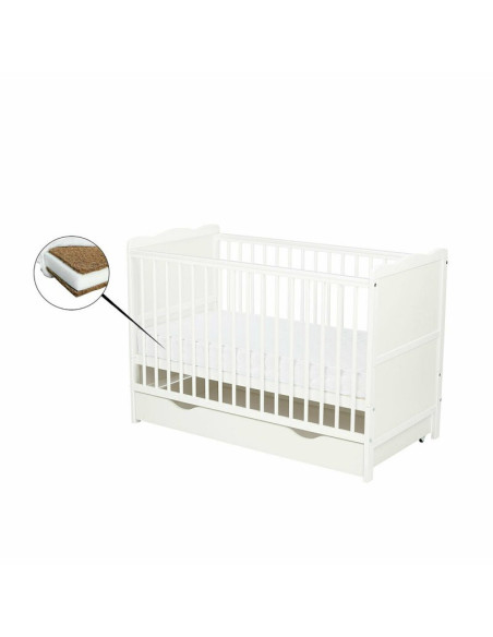 BN-QM_JUL8CM02AL,Qmini - Patut din lemn Julia 120x60 cm, multifunctional, cu sertar, Cu sina speciala pentru dentitie, EN716-1, 