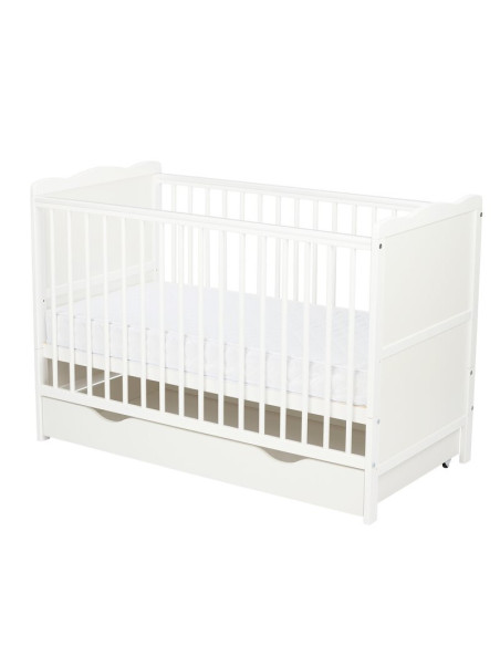 BN-QM_JUL8CM02AL,Qmini - Patut din lemn Julia 120x60 cm, multifunctional, cu sertar, Cu sina speciala pentru dentitie, EN716-1, 