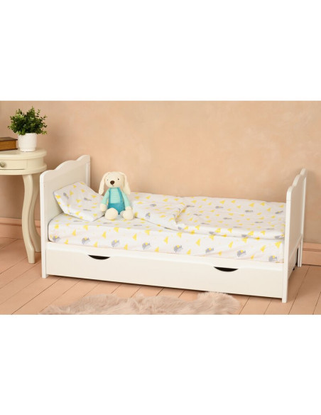 BN-QM_JUL8CM02AL,Qmini - Patut din lemn Julia 120x60 cm, multifunctional, cu sertar, Cu sina speciala pentru dentitie, EN716-1, 