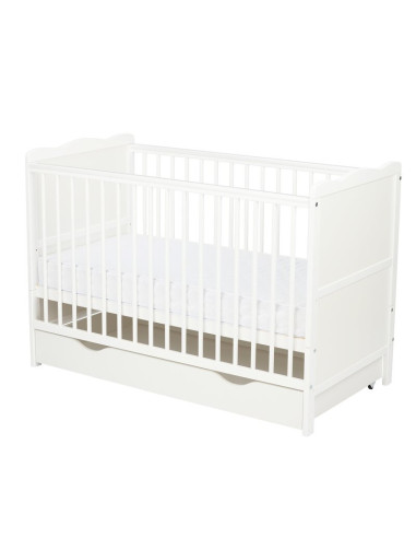BN-QM_JUL10CM02AL,Qmini - Patut din lemn Julia 120x60 cm, multifunctional, cu sertar, Cu sina speciala pentru dentitie,EN716-1, 