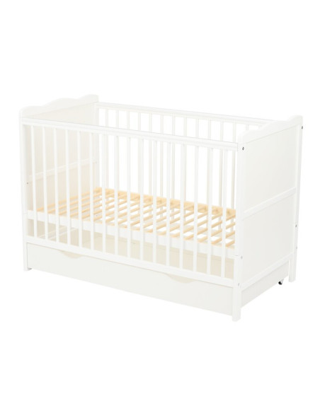 BN-QM_JUL10CM02AL,Qmini - Patut din lemn Julia 120x60 cm, multifunctional, cu sertar, Cu sina speciala pentru dentitie,EN716-1, 