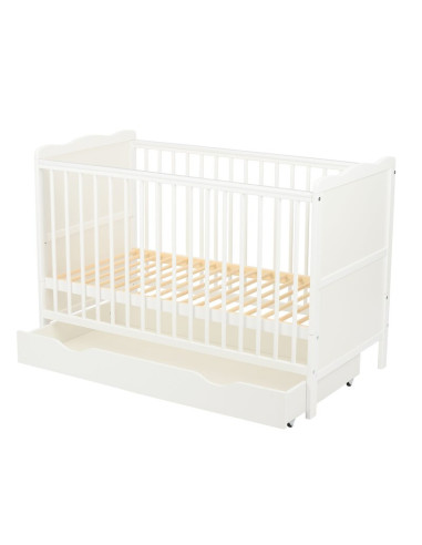 BN-QM_JUL10CM02AL,Qmini - Patut din lemn Julia 120x60 cm, multifunctional, cu sertar, Cu sina speciala pentru dentitie,EN716-1, 
