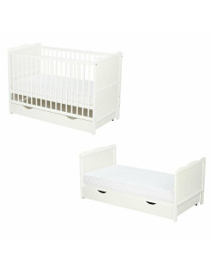 BN-QM_JUL12CM02AL,Qmini - Patut din lemn Julia 120x60 cm, multifunctional, cu sertar, Cu sina speciala pentru dentitie, EN716-1, 2