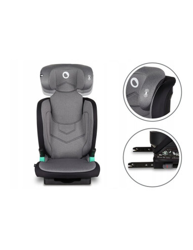 BN-LO-NEAL_GREY_STONE,Lionelo - Scaun auto Neal Stone Spatar reglabil, Baza i-size, 15-36 Kg, cu Isofix, Conform cu standardul e
