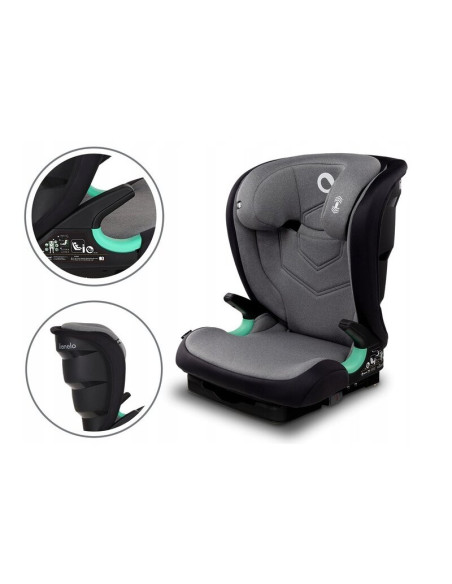 BN-LO-NEAL_GREY_STONE,Lionelo - Scaun auto Neal Stone Spatar reglabil, Baza i-size, 15-36 Kg, cu Isofix, Conform cu standardul e