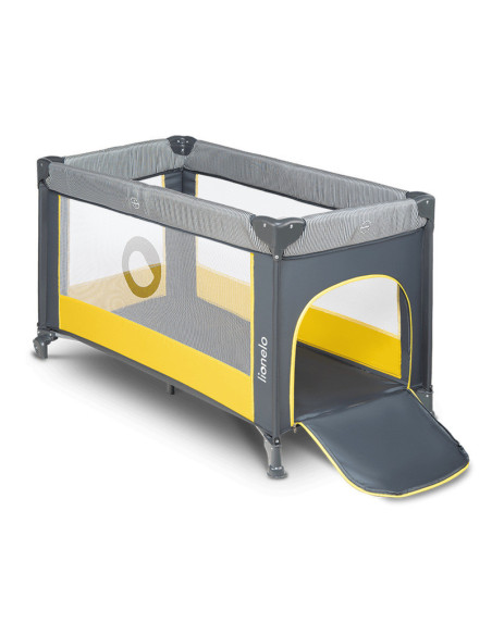 BN-LO-STEFI_YELLOW_LEMON,Lionelo - Patut pliant cu un nivel Stefi, Cu intrare laterala cu fermoar, 2 roti, 120x60 cm, Conform cu