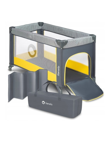 BN-LO-STEFI_YELLOW_LEMON,Lionelo - Patut pliant cu un nivel Stefi, Cu intrare laterala cu fermoar, 2 roti, 120x60 cm, Conform cu