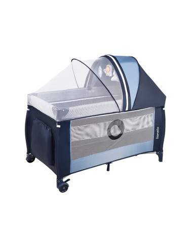 BN-LO-SVEN_PLUS_BLUE_NAVY,Lionelo - Patut pliant cu doua nivele Sven Plus, 120x60 cm, arcada jucarii, masuta de infasat, vibrati