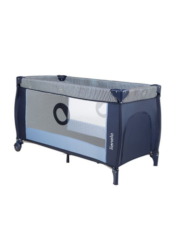 BN-LO-SVEN_PLUS_BLUE_NAVY,Lionelo - Patut pliant cu doua nivele Sven Plus, 120x60 cm, arcada jucarii, masuta de infasat, vibrati