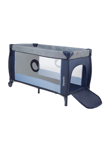 BN-LO-SVEN_PLUS_BLUE_NAVY,Lionelo - Patut pliant cu doua nivele Sven Plus, 120x60 cm, arcada jucarii, masuta de infasat, vibrati