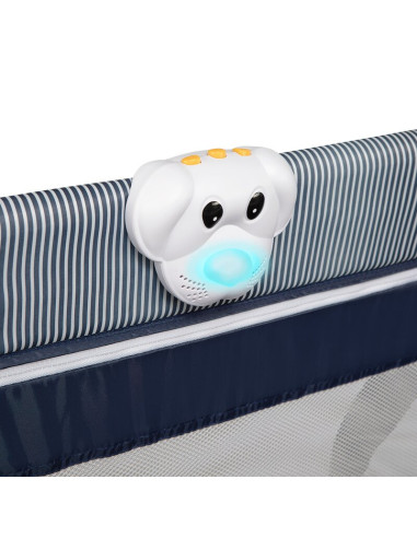 BN-LO-SVEN_PLUS_BLUE_NAVY,Lionelo - Patut pliant cu doua nivele Sven Plus, 120x60 cm, arcada jucarii, masuta de infasat, vibrati