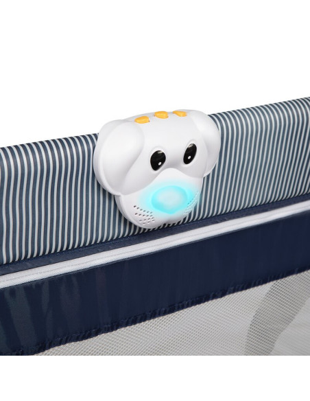 BN-LO-SVEN_PLUS_BLUE_NAVY,Lionelo - Patut pliant cu doua nivele Sven Plus, 120x60 cm, arcada jucarii, masuta de infasat, vibrati