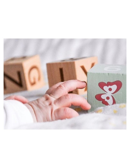 BN-80090,Joueco - Cuburi din lemn certificat FSC, Multifunctionale, Familia Wildies, 25x21 cm, 12 luni+, 30 piese, Multicolor