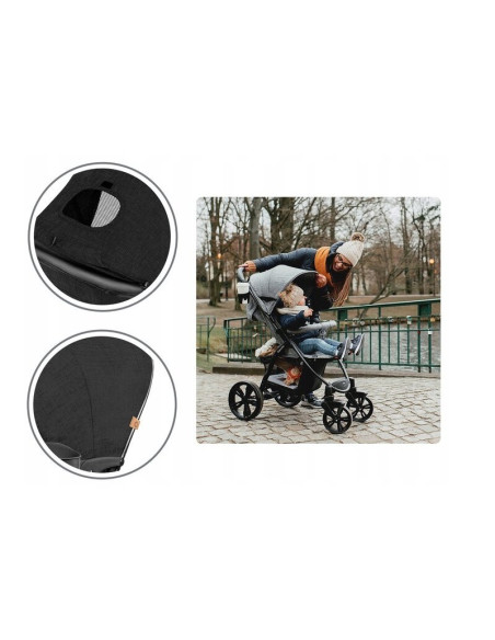 BN-LO-ANNET_BLACK_CARBON,Lionelo - Carucior sport Annet Plus, De la nastere, Cu accesorii si capotina XXL reglabila, 0 - 22 Kg, 