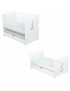 BN-BONAD2G02AL,Babyneeds- Patut din lemn Nadia II Girafa transformabil pt bebe si junior, 120x60 cm, Multifunctional, Cu sertar 