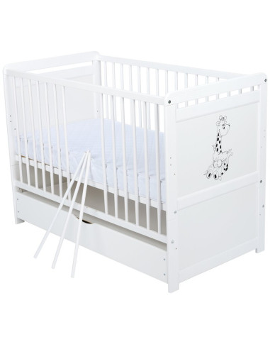 BN-BONAD2G02AL,Babyneeds- Patut din lemn Nadia II Girafa transformabil pt bebe si junior, 120x60 cm, Multifunctional, Cu sertar 