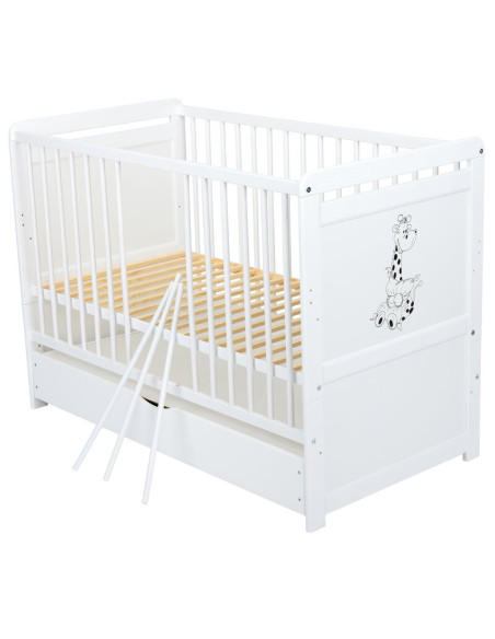 BN-BONAD2G02AL,Babyneeds- Patut din lemn Nadia II Girafa transformabil pt bebe si junior, 120x60 cm, Multifunctional, Cu sertar 