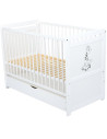 BN-BONAD2G02AL,Babyneeds- Patut din lemn Nadia II Girafa transformabil pt bebe si junior, 120x60 cm, Multifunctional, Cu sertar 