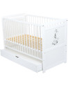 BN-BONAD2G02AL,Babyneeds- Patut din lemn Nadia II Girafa transformabil pt bebe si junior, 120x60 cm, Multifunctional, Cu sertar 