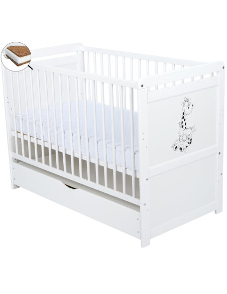 BN-BONAD2G8CM02AL,Babyneeds- Patut din lemn Nadia II Girafa transformabil pt bebe si junior, 120x60 cm, Cu sertar cu capac, Din 