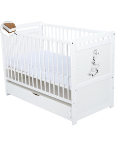 BN-BONAD2G10CM02AL,Babyneeds- Patut din lemn Nadia II Girafa transformabil pt bebe si junior, 120x60 cm, Cu sertar cu capac, Din 2