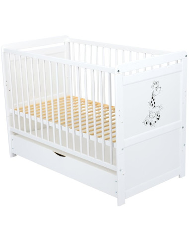 BN-BONAD2G10CM02AL,Babyneeds- Patut din lemn Nadia II Girafa transformabil pt bebe si junior, 120x60 cm, Cu sertar cu capac, Din