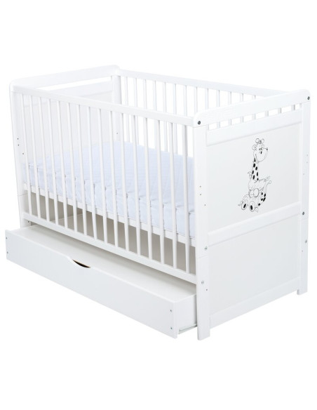 BN-BONAD2G10CM02AL,Babyneeds- Patut din lemn Nadia II Girafa transformabil pt bebe si junior, 120x60 cm, Cu sertar cu capac, Din