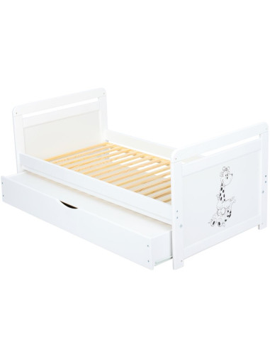 BN-BONAD2G10CM02AL,Babyneeds- Patut din lemn Nadia II Girafa transformabil pt bebe si junior, 120x60 cm, Cu sertar cu capac, Din