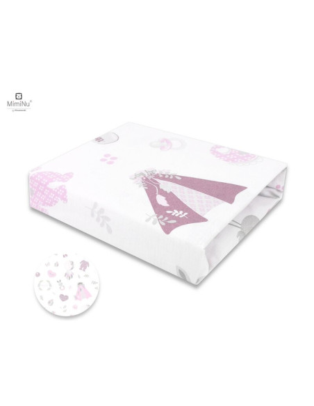 BN-6426972006132,MimiNu - Cearceaf cu elastic pentru patut 120X60 cm, Din bumbac certificat Oeko Tex Standard 100, Baby Shower P