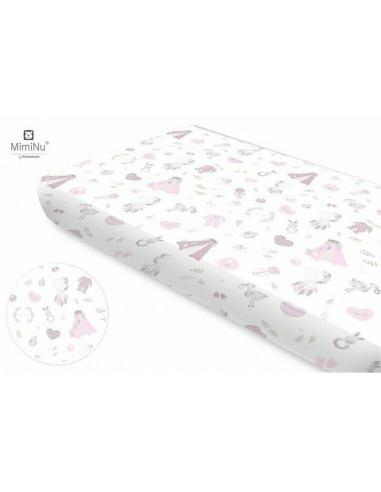 BN-6426972006132,MimiNu - Cearceaf cu elastic pentru patut 120X60 cm, Din bumbac certificat Oeko Tex Standard 100, Baby Shower P