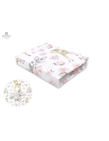 BN-6426972006170,MimiNu - Cearceaf cu elastic pentru patut 120X60 cm, Din bumbac certificat Oeko Tex Standard 100, Sweet Deer Pi