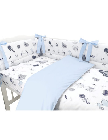 BN-6426972006101,MimiNu - Lenjerie patut 3 piese, Cu protectie laterala, Din bumbac certificat Oeko Tex Standard 100, Pentru pat
