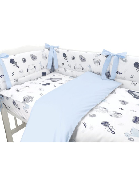 BN-6426972006101,MimiNu - Lenjerie patut 3 piese, Cu protectie laterala, Din bumbac certificat Oeko Tex Standard 100, Pentru pat