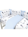 BN-6426972006101,MimiNu - Lenjerie patut 3 piese, Cu protectie laterala, Din bumbac certificat Oeko Tex Standard 100, Pentru pat