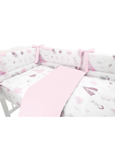 BN-6426972006149,MimiNu - Lenjerie patut 3 piese, Cu protectie laterala, Din bumbac certificat Oeko Tex Standard 100, Pentru pat