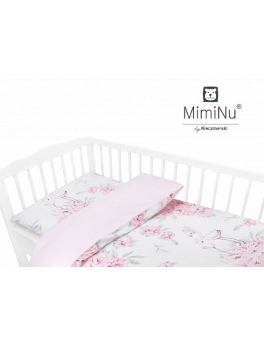 BN-6426972006323,MimiNu - Lenjerie patut 3 piese, Cu protectie laterala, Din bumbac certificat Oeko Tex Standard 100, Pentru pat