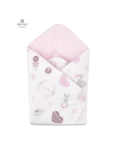 BN-6426972006156,MimiNu - Paturica de infasat cu doua fete, Cu multiple utilizari, Cu inchidere arici velcro, Dimensiune 75x75 c