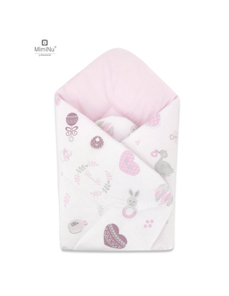 BN-6426972006156,MimiNu - Paturica de infasat cu doua fete, Cu multiple utilizari, Cu inchidere arici velcro, Dimensiune 75x75 c