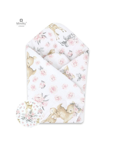 BN-6426972006187,MimiNu - Paturica de infasat cu doua fete, Cu multiple utilizari, Cu inchidere arici velcro, Dimensiune 75x75 c