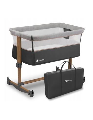 BN-LO-LEONIE_GREY_STONE,Lionelo - Patut co-sleeper Leonie Cu sistem de leganare, Cu setare unghiulara, Reglabil in 5 pozitii pe 