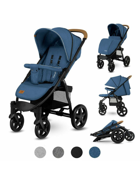 BN-LO-ANNET_PLUS_BLUE_DENIM,Lionelo - Carucior sport Annet Plus, De la nastere, Cu accesorii si capotina XXL reglabila, 0 - 22 K