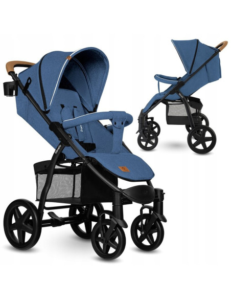BN-LO-ANNET_PLUS_BLUE_DENIM,Lionelo - Carucior sport Annet Plus, De la nastere, Cu accesorii si capotina XXL reglabila, 0 - 22 K