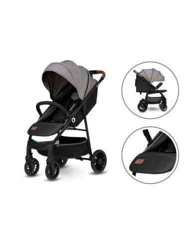BN-LO-ZOEY_GREY_STONE,Lionelo - Carucior sport Zoey, De la nastere, Cu accesorii, Cadru din aluminiu, 0- 15 kg, Conform cu stand