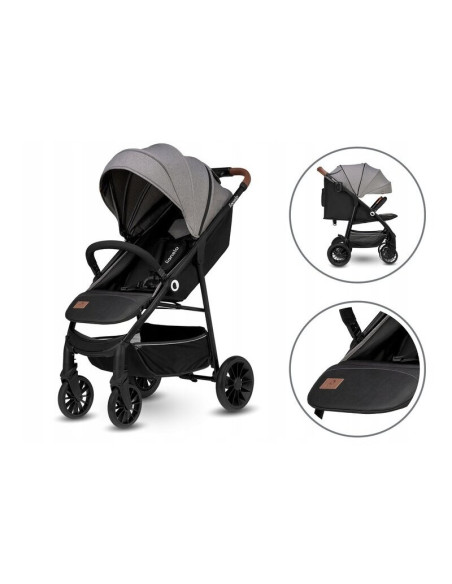 BN-LO-ZOEY_GREY_STONE,Lionelo - Carucior sport Zoey, De la nastere, Cu accesorii, Cadru din aluminiu, 0- 15 kg, Conform cu stand